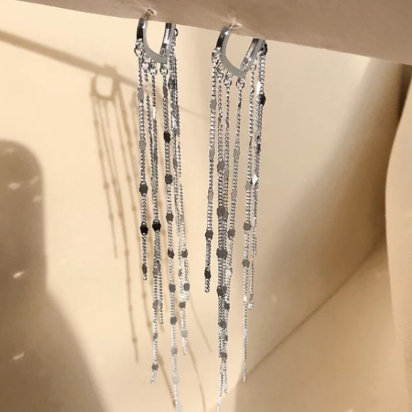 🤍Insta earrings dangle earrings white gold plated  earrings - Picture 5 of 5